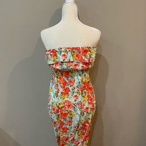 Floral Print Strapless Maxi Dress